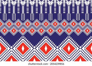 Geometric ethnic oriental pattern traditional Design for background,carpet,wallpaper,clothing,wrapping,Batik,fabric,Vector illustration embroidery style.