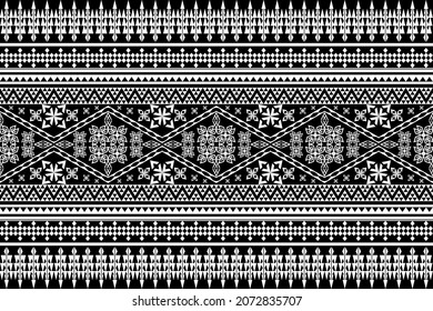 Patrón geométrico étnico oriental tradicional. Tono negro y blanco. Diseño para fondo, alfombra, papel pintado, ropa, envoltura,Batik,tela,Ilustración vectorial.estilo bordado.