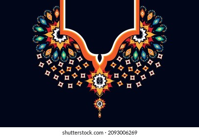 Patrón geométrico Étnico oriental tradicional. Diseño de bordado de collares florales para mujeres de moda. fondo, papel pintado, ropa y envoltura.
