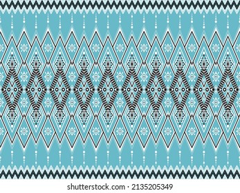 Patrón geométrico étnico oriental tradicional Diseño para el fondo, alfombra, papel pintado, ropa, envoltura, Batik, tela,Estilo de bordado de ilustración vectorial.