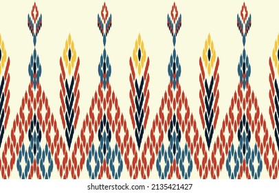 Geometric ethnic oriental pattern traditional Design for background,carpet,wallpaper,clothing,wrapping,Batik,fabric,Vector illustration embroidery style.