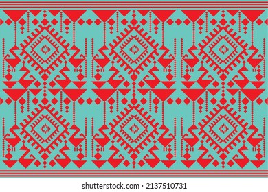 Geometric ethnic oriental pattern traditional Design for background, wallpaper, clothing, fabric,Vector illustration embroidery style.