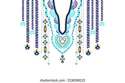 Geometric Ethnic oriental pattern traditional. Floral necklace embroidery design for fashion women, background, wallpaper, clothing, wrapping, print, blanket, scarf, etc. 