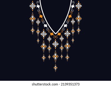 Geometric ethnic oriental pattern traditional. floral necklace embroidery design for fashion women. background, wallpaper,clothing and wrapping.