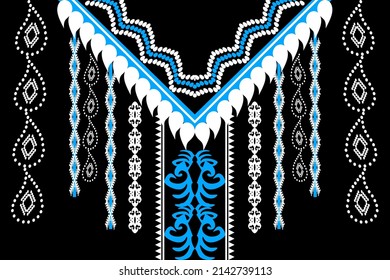 Geometric Ethnic oriental pattern traditional .Floral necklace embroidery design for fashion women.background,wallpaper,clothing and wrapping.