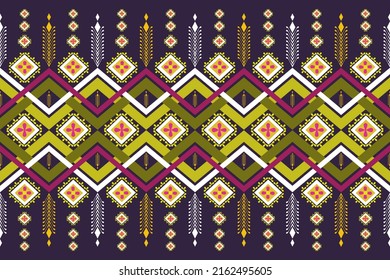 Patrón geométrico étnico oriental tradicional Diseño para fondo, alfombra, papel pintado, ropa, envoltura, tela,Ilustración vectorial.estilo bordado. Flor,