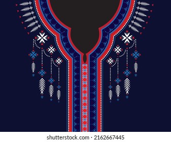 Geometric Ethnic oriental pattern traditional, Floral necklace embroidery design for women fashion. decoration of clothes. Lace, ribbon, border