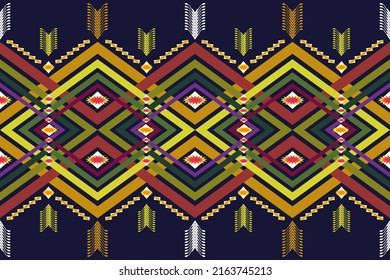 Patrón geométrico étnico oriental tradicional Diseño para fondo, alfombra, papel pintado, ropa, envoltura, tela,Ilustración vectorial.estilo bordado.