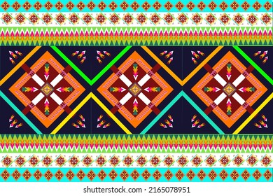 Geometric ethnic oriental pattern traditional Design for background,carpet,wallpaper,clothing,wrapping,fabric,Vector illustration.embroidery style.