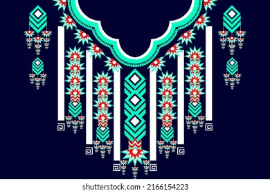 Geometric Ethnic oriental pattern traditional .Floral necklace embroidery design for fashion women.background,wallpaper,clothing and wrapping.
