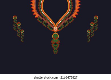 Geometric Ethnic oriental pattern traditional .Floral necklace embroidery design for fashion women.background,wallpaper,clothing and wrapping.