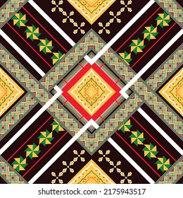 Patrón geométrico étnico oriental tradicional Diseño para el fondo, alfombra, papel pintado, ropa, envoltura, Batik, tela,Estilo de bordado de ilustración vectorial.