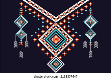 Geometric ethnic oriental pattern traditional floral necklace embroidery African Mexican design for clothing accessories wallpaper wrapping background and fashion woman 