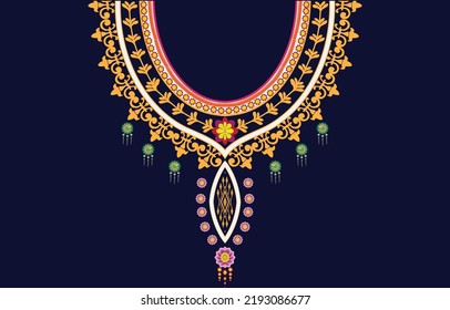 Geometrisches orientalisches Muster traditionell .Floral necklace Stickereidesign für Modefrauen.hintergrund, Tapete, Kleidung und Verpackung.