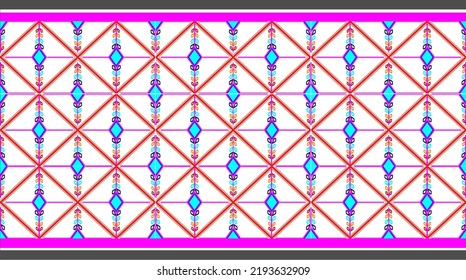 Geometric ethnic oriental pattern traditional Design for background,carpet,wallpaper,clothing,wrapping,Batik,fabric,Vector embroidery style.