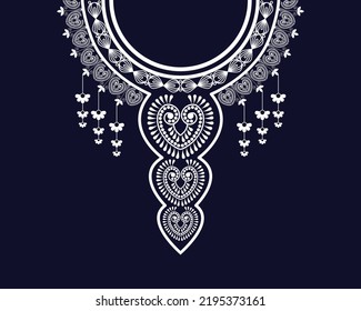 Geometric Ethnic oriental pattern traditional .Floral necklace embroidery design for fashion women.background,wallpaper,clothing and wrapping.
