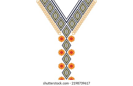 Geometric Ethnic oriental pattern traditional .Floral necklace embroidery design.