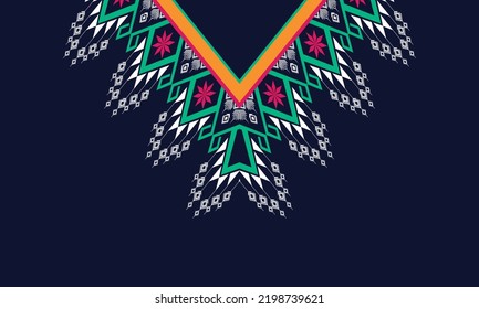 Geometric Ethnic oriental pattern traditional .Floral necklace embroidery design.