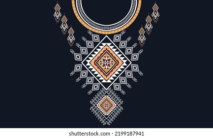 Geometric Ethnic oriental pattern traditional .Floral necklace embroidery design.