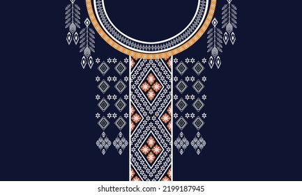 Geometric Ethnic oriental pattern traditional .Floral necklace embroidery design.