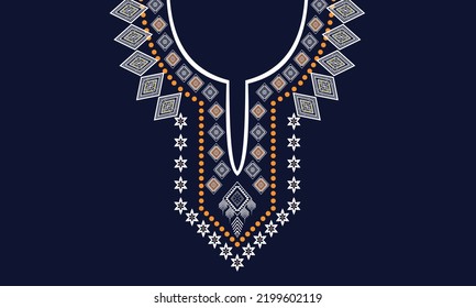 Geometric Ethnic oriental pattern traditional .Floral necklace embroidery design.
