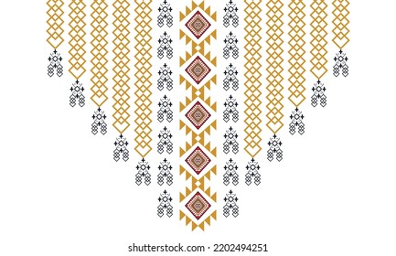 Geometric Ethnic oriental pattern traditional .Floral necklace embroidery design.