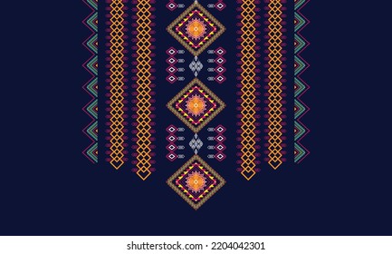 Geometric Ethnic oriental pattern traditional .Floral necklace embroidery design.