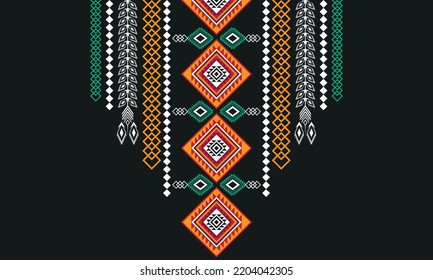 Geometric Ethnic oriental pattern traditional .Floral necklace embroidery design.