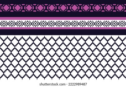 Geometric ethnic oriental pattern traditional Design for background,carpet,wallpaper,clothing,wrapping,Batik,fabric,Vector illustration embroidery style.
