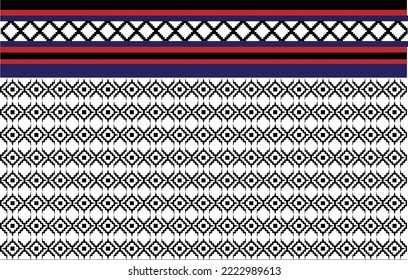 Patrón geométrico étnico oriental tradicional Diseño para el fondo, alfombra, papel pintado, ropa, envoltura, Batik, tela,Estilo de bordado de ilustración vectorial.
