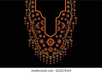 Geometric Ethnic oriental pattern traditional .Floral necklace embroidery design for fashion women.background,wallpaper,clothing and wrapping.