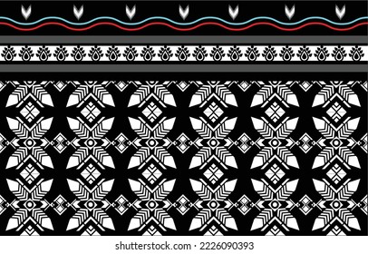 Geometric ethnic oriental pattern traditional Design for background,carpet,wallpaper,clothing,wrapping,Batik,fabric,Vector embroidery style. 