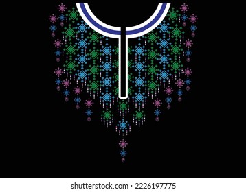 Geometric Ethnic oriental pattern traditional .Floral necklace embroidery design for fashion women.background,wallpaper,clothing and wrapping.