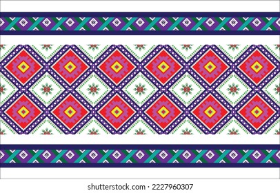 Geometrisches ethnisch-orientalisches Muster, traditionelles Design für Hintergrund, Teppich, Tapeten, Kleidung, Umhüllung, Batik, Stoff, Vektorstickereien 