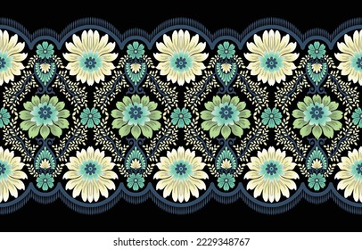 Geometric ethnic oriental pattern traditional Design for background,carpet,wallpaper,clothing,wrapping,Batik,fabric,Vector illustration embroidery style.