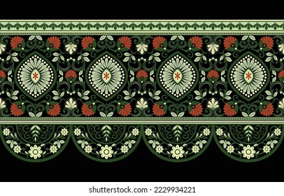  Geometric ethnic oriental pattern traditional Design for background,carpet,wallpaper,clothing,wrapping,Batik,fabric,Vector illustration embroidery style.