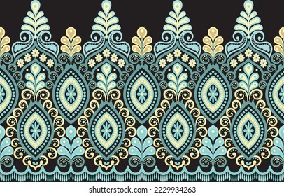  Patrón geométrico étnico oriental tradicional Diseño para el fondo, alfombra, papel pintado, ropa, envoltura, Batik, tela,Estilo de bordado de ilustración vectorial.