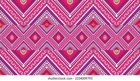 Geometric ethnic oriental pattern traditional Design for background,carpet,wallpaper,clothing,wrapping,Batik,fabric,Vector embroidery style. 