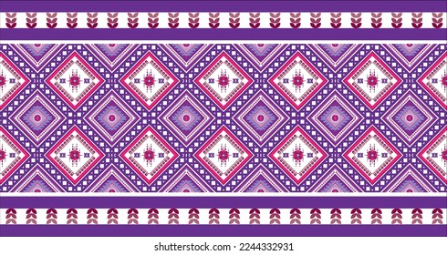 Patrón geométrico étnico oriental tradicional Diseño para fondo, alfombra, papel pintado, ropa, envoltura, batik, tela,Estilo de bordado vectorial 