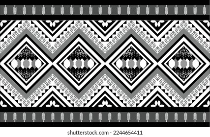Geometric ethnic oriental pattern traditional Design for background,carpet,wallpaper,clothing,wrapping,Batik,fabric,Vector embroidery style. 