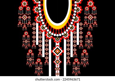 Geometric ethnic oriental pattern traditional floral necklace embroidery designs for women fashion backgrounds, wallpapers, clothing and wraps.