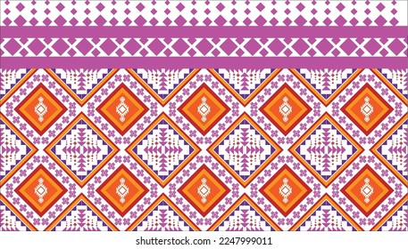Patrón geométrico étnico oriental tradicional Diseño para el fondo, alfombra, papel pintado, ropa, envoltura, Batik, tela,Estilo de bordado vectorial. 