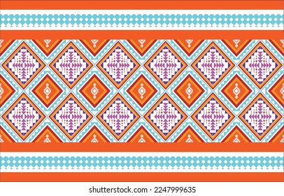 Geometric ethnic oriental pattern traditional Design for background,carpet,wallpaper,clothing,wrapping,Batik,fabric,Vector embroidery style. 