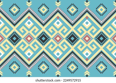 Geometric ethnic oriental pattern traditional Design for background, carpet, wallpaper, clothing, wrapping, Batik, fabric, Embroidery style Vector illustration.