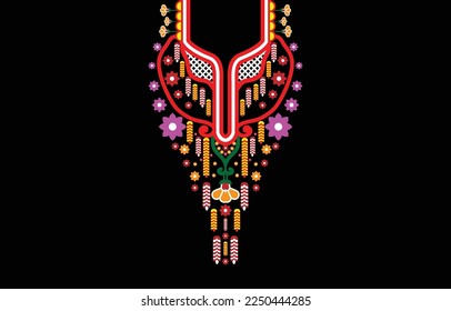Patrón geométrico Étnico oriental tradicional. Diseño de bordado de collares florales para mujeres de moda. fondo, papel pintado, ropa y envoltura.