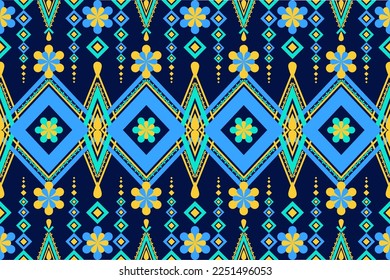 Geometric ethnic oriental pattern traditional Design for clothing, fabric, background, wallpaper, wrapping, batik. Knitwear, Pixel pattern, Embroidery style. Vector illustration
Blue, green, yellow