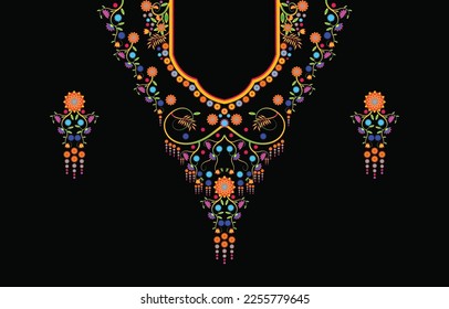 Patrón geométrico Étnico oriental tradicional. Diseño de bordado de collares florales para mujeres de moda. fondo, papel pintado, ropa y envoltura.