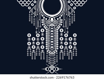 Patrón geométrico étnico oriental tradicional. Diseño de bordado de collares florales para mujeres de la moda. Kaftan, fondo, papel pintado, ropa y envoltura.