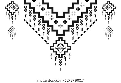 Geometric ethnic oriental pattern traditional. Tribal necklace embroidery. Aztec ornament print. American, Mexican style. Design for neck, illustration, fabric, clothing, textile, batik.