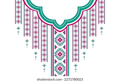 Patrón geométrico étnico oriental tradicional. bordado de collar tribal. Impresión de ornamento azteca. de estilo americano y mexicano. Diseño para cuello, ilustración, tela, ropa, textil, batik.